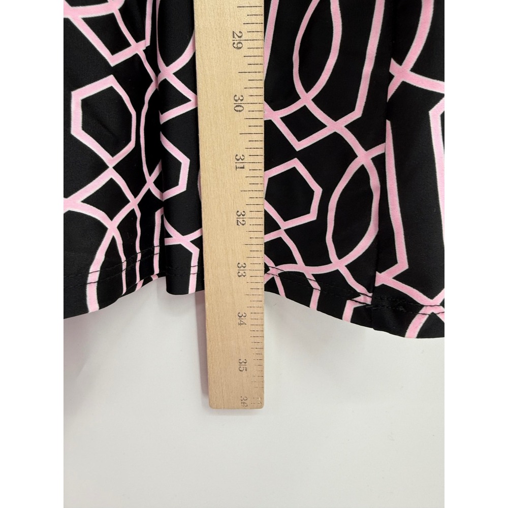 Jude Connally Black and Pink Geometric Puff-Sleeve Midi Dress - Picture 8 of 9
